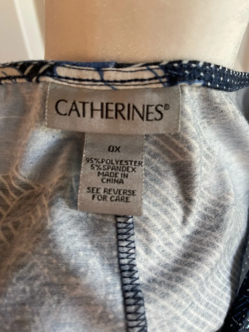Catherines Navy Floral Print Sleeveless Blouse with Blue and White Flowers - Picture 3 of 8
